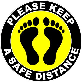 Grond Teken Geïsoleerde Label Openbare Behang Houd Wachten Hier Staan Hier Houden 6ft In Tussen Afstand Marker Floor pape Geel