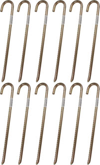 Grondpen/tentharingen - 12x - staal - met open oog - 38 cm - voor harde ondergronden