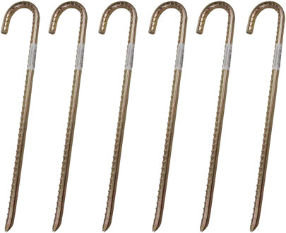 Grondpen/tentharingen - 6x - staal - met open oog - 38 cm - voor harde ondergronden