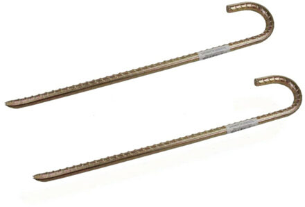 Grondpen/tentharingen - Pakket van 2x stuks - staal - met open oog - 38 cm - voor harde ondergronden