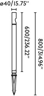 Grondspies lamp Bezel, zwart, aluminium, hoogte 60 cm