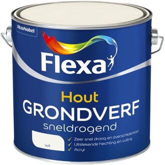 Grondverf - Hout - Sneldrogend - Wit - 2,5 liter