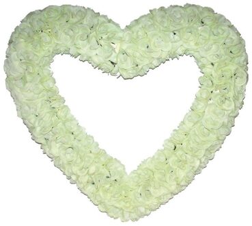 Groot bloemen/rozen hart van 70 cm - wit - Bruiloft / huwelijk versiering deco