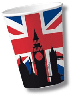 Groot Brittanie Union Jack vlag thema wegwerp bekers/bekertjes - 30x stuks