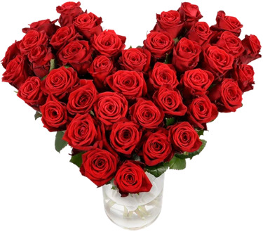 Groot hart boeket van rode rozen