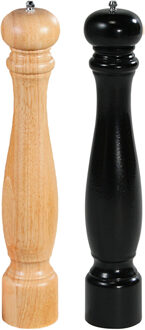 Groot houten peper en zoutstel 40 cm bruin/zwart