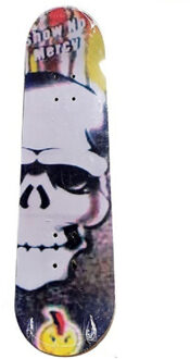 Groot houten skateboard met stoere print met schedel 81 cm Multi