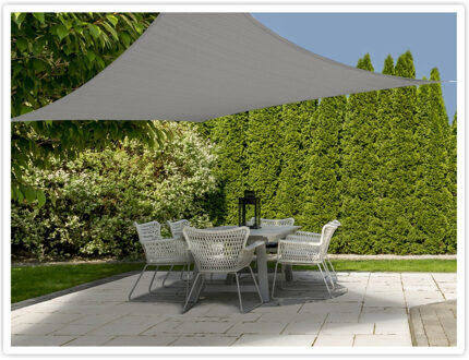 Groot schaduwdoek/zonnescherm vierkant grijs 5 x 5 meter