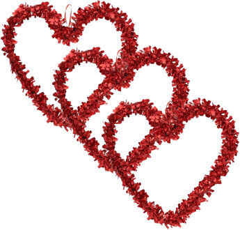 Groot Valentijnsdag decoratie hart - 3x - 35 x 28 cm - rood - folie - liefde / huwelijk thema versie