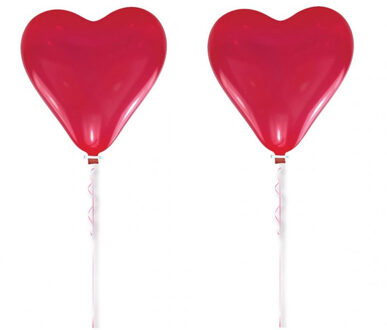 Groot XL hart ballon - 2x - rood - 60 cm - Valentijnsdag/liefde/huwelijk
