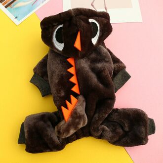 Grootste leverancier Huisdier Kat Hond Dinosaurus Fun Jumpsuit Warm Winter Hooded Coat Puppy Jacket Kleding Donkerbruin / S
