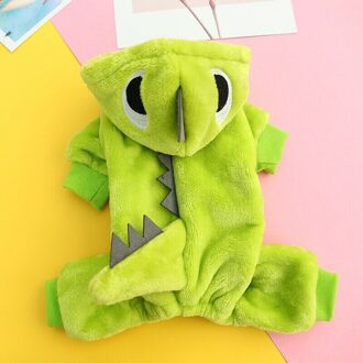 Grootste leverancier Huisdier Kat Hond Dinosaurus Fun Jumpsuit Warm Winter Hooded Coat Puppy Jacket Kleding Groen / L