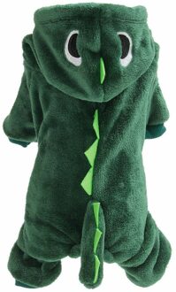 Grootste leverancier Huisdier Kat Hond Dinosaurus Fun Jumpsuit Warm Winter Hooded Coat Puppy Jacket Kleding leger groen / L