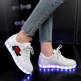 Grootte 26-44 Kinderen Lichtgevende Sneakers Voor Meisjes Jongens Vrouwen Schoenen Met Licht Led Schoenen Met Bloem gloeiende Sneakers