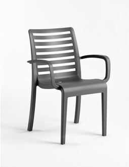 Grosfillex Stapelstoel Met Armleuning Slat Pvc Antraciet