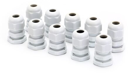 Grote 10 stks/partij IP68 M16 X 1.5 Kabel CE Waterdicht Nylon Plastic Cable Gland Connector wit