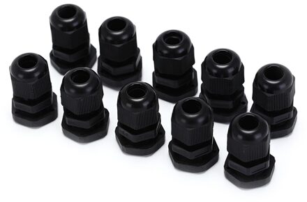 Grote 10 stks/partij IP68 M16 X 1.5 Kabel CE Waterdicht Nylon Plastic Cable Gland Connector Zwart