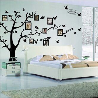 : grote 200*250 Cm/79 * 99in Black 3D Diy Photo Tree Pvc Muurstickers/Adhesive Familie muurstickers Muurschilderingen Home Decor