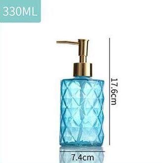Grote 330Ml Handleiding Zeepdispenser Helder Glas Handdesinfecterend Fles Containers Druk Lege Flessen Badkamer # Gh blauw
