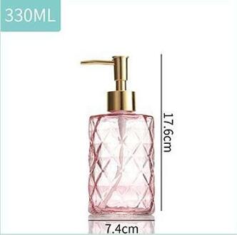Grote 330Ml Handleiding Zeepdispenser Helder Glas Handdesinfecterend Fles Containers Druk Lege Flessen Badkamer # Gh roze