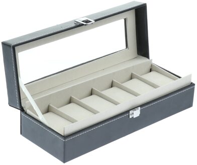 Grote 6 Slot Horloge Vitrine Box Sieraden Armband Opslag Met Duidelijke Top Voor Winkel Winkel