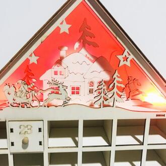 Grote Advent Kalender Herbruikbare Lades Kerst Houten Countdown Advent Kalender Met Led Kerst Licht Ornament Cabin
