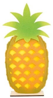 Grote Ananas Vilt op houten frame (27x54,5cm) Geel - Beige - Creme