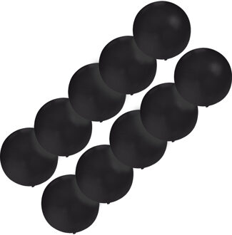 Grote ballonnen 60 cm - Set van 10x stuks - zwart - Feestartikelen/versiering - verjaardag