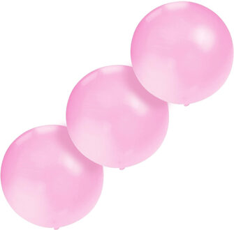 Grote ballonnen 60 cm - Set van 3x stuks - baby roze - Meisjes geboorte/geboren feestartikelen/versi