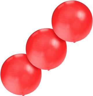 Grote ballonnen 60 cm - Set van 3x stuks - rood - Feestartikelen/versiering - verjaardag