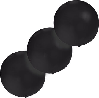 Grote ballonnen 60 cm - Set van 3x stuks - zwart - Feestartikelen/versiering - verjaardag