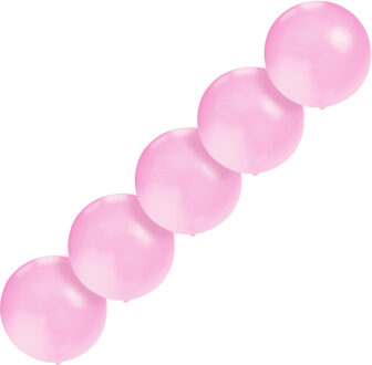 Grote ballonnen 60 cm - Set van 5x stuks - baby roze - Meisjes geboorte/geboren feestartikelen/versi