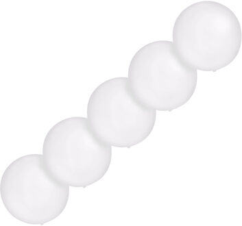 Grote ballonnen 60 cm - Set van 5x stuks - wit - Feestartikelen/versiering - verjaardag