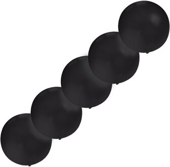 Grote ballonnen 60 cm - Set van 5x stuks - zwart - Feestartikelen/versiering - verjaardag