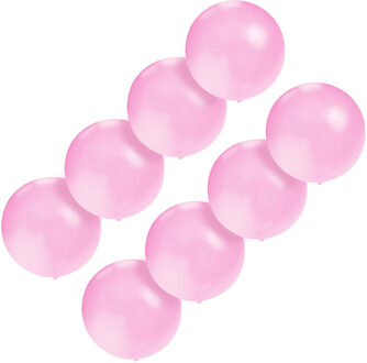 Grote ballonnen 60 cm - Set van 8x stuks - baby roze - Meisjes geboorte/geboren feestartikelen/versi