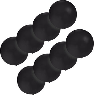 Grote ballonnen 60 cm - Set van 8x stuks - zwart - Feestartikelen/versiering - verjaardag