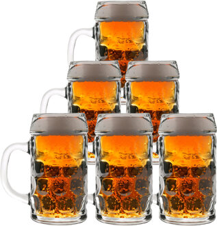 Grote Bierpullen/Bierglazen van 1 liter - 20x - Oktoberfest glazen Transparant