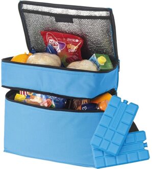 Grote blauwe koeltas met 6x koelelementen set - Koeltas
