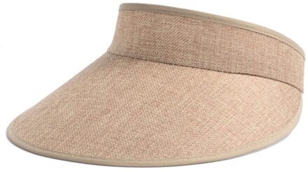 Grote Brede Rand Stro Zomer Unisex Lege Top Zonneklep Hoed Zomer Lijn Caps Uv-bescherming Hoed Zon bescherming Hoed Vrouw Beige