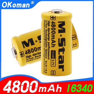 Grote Capaciteit 4800Mah Oplaadbare 3.7V Li-Ion 16340 Batterijen CR123A Batterij Voor Led Zaklamp Voor 16340 CR123A Batterij 12stk
