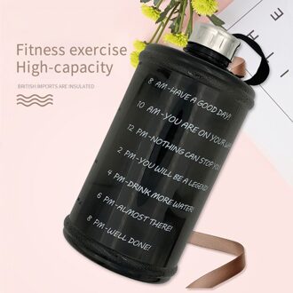 Grote Capaciteit Bidon 73Oz Fitness Oefening Water Fles Met Tijd Sport Fietsen Waterkoker # YL5 zwart