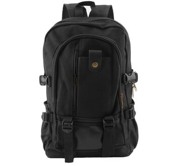 Grote Capaciteit Canvas Mannen Laptop Rugzak Casual Reizen Rugzakken Canvas Reistas Voor Tiener Top Mochila Escolar zwart