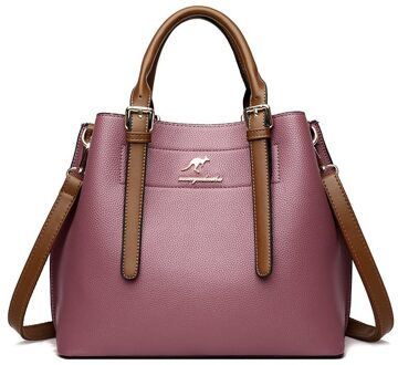 Grote Capaciteit Casual Handtassen Pu Lederen Schoudertassen Voor Vrouwen Eenvoudige Vrouwelijke Crossbody Tas paars