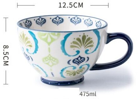 Grote Capaciteit Creatieve Handgeschilderde Havermout Ontbijt Cup Huishoudelijke Water Cup Capaciteit Kom Trendy Mark Keramische Cup 001