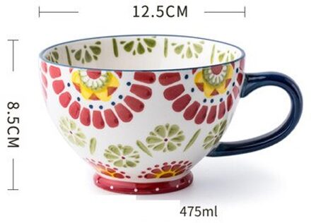 Grote Capaciteit Creatieve Handgeschilderde Havermout Ontbijt Cup Huishoudelijke Water Cup Capaciteit Kom Trendy Mark Keramische Cup 002