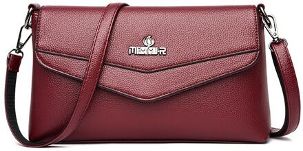 Grote Capaciteit Crossbody Tassen Luxe Schoudertassen Voor Vrouwen Pu Lederen Handtas Sac A Main wijn rood