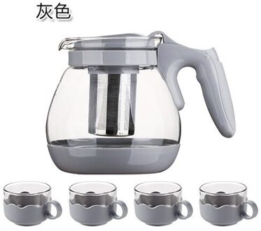 Grote Capaciteit Hittebestendig Glas Theepot Huishouden Thee Filter Thee Maker Kung Fu Thee Brouwen Ketel Set Theewaar grijs suit