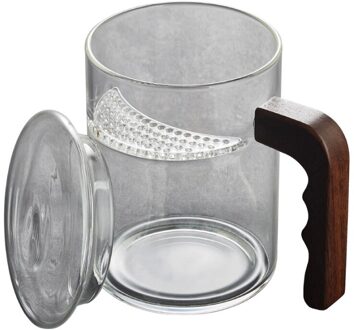 Grote Capaciteit Kantoor Hittebestendige Water Thee Glazen Beker Met Houten Handvat 210415-02