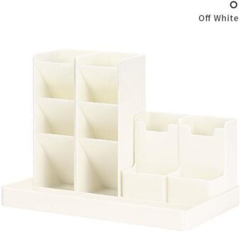 Grote Capaciteit Leuke Pennenhouder Potlood Opbergdoos Desktop Organizer Stand Case School Kantoorbenodigdheden wit