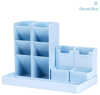 Grote Capaciteit Leuke Stationestorage Levert Pennenhouder Potlood Desktop Organizer Stand Caseschool Kantoorbenodigdheden Glazed blauw